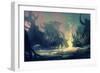 Painting of Fantasy Landscape with Mysterious Trees,Illustration-Tithi Luadthong-Framed Art Print