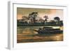 Painting of Ferry Carries Passengers on River-Tithi Luadthong-Framed Art Print