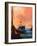 Painting of Fishing Boat in Port at Sunset,Illustration-Tithi Luadthong-Framed Art Print