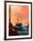 Painting of Fishing Boat in Port at Sunset,Illustration-Tithi Luadthong-Framed Art Print