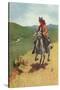 Painting of Galloping Cowgirl-null-Stretched Canvas