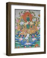 Painting of Green Tara, Buddhist Symbol of Prosperity, Kopan Monastery, Kathmandu, Nepal, Asia-Godong-Framed Photographic Print