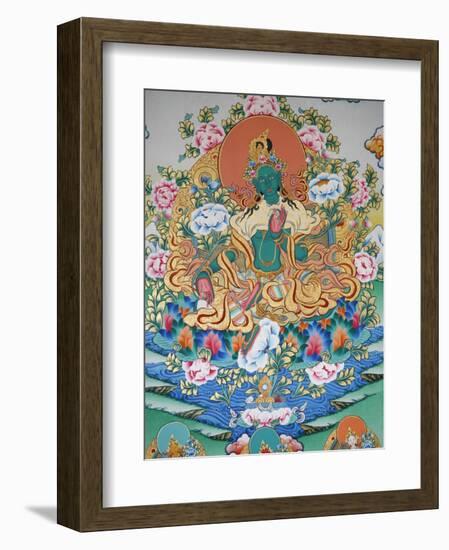 Painting of Green Tara, Buddhist Symbol of Prosperity, Kopan Monastery, Kathmandu, Nepal, Asia-Godong-Framed Photographic Print