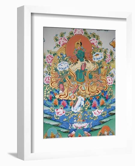 Painting of Green Tara, Buddhist Symbol of Prosperity, Kopan Monastery, Kathmandu, Nepal, Asia-Godong-Framed Photographic Print