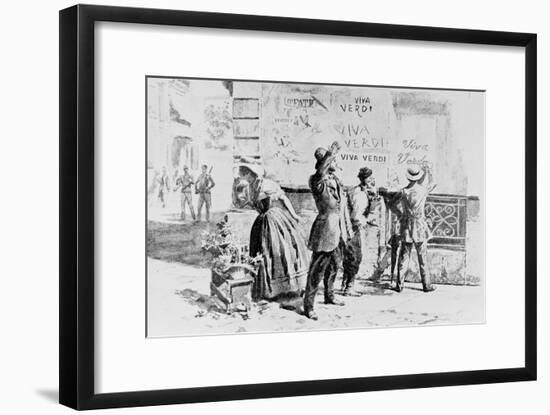 Painting of Italians Writing Viva Verdi on a Wall-null-Framed Giclee Print