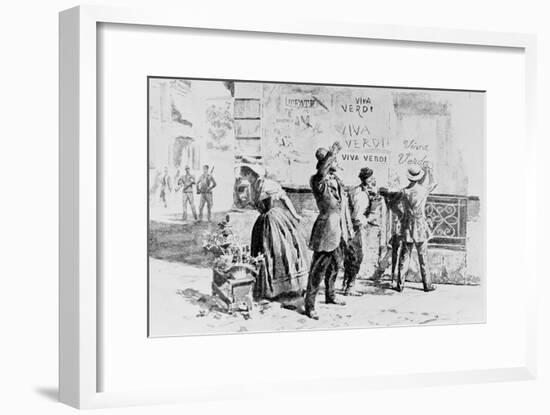 Painting of Italians Writing Viva Verdi on a Wall-null-Framed Giclee Print