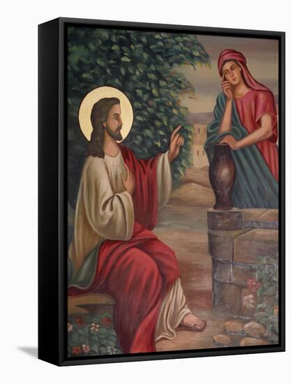 Painting of Jesus and the Samaritan Woman, St. Anthony Coptic Church, Jerusalem, Israel-Godong-Framed Stretched Canvas