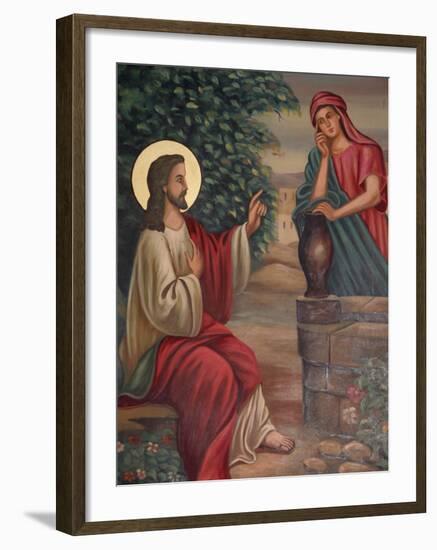 Painting of Jesus and the Samaritan Woman, St. Anthony Coptic Church, Jerusalem, Israel-Godong-Framed Photographic Print