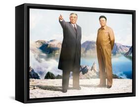 Painting of Kim Jong Il and Kim Il Sung, Pyongyang, Democratic People's Republic of Korea, N. Korea-Gavin Hellier-Framed Stretched Canvas