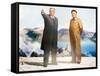 Painting of Kim Jong Il and Kim Il Sung, Pyongyang, Democratic People's Republic of Korea, N. Korea-Gavin Hellier-Framed Stretched Canvas