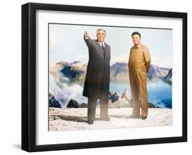 Painting of Kim Jong Il and Kim Il Sung, Pyongyang, Democratic People's Republic of Korea, N. Korea-Gavin Hellier-Framed Photographic Print