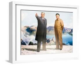 Painting of Kim Jong Il and Kim Il Sung, Pyongyang, Democratic People's Republic of Korea, N. Korea-Gavin Hellier-Framed Photographic Print