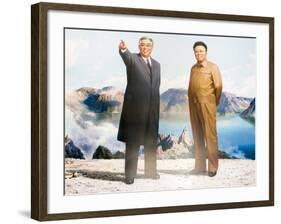 Painting of Kim Jong Il and Kim Il Sung, Pyongyang, Democratic People's Republic of Korea, N. Korea-Gavin Hellier-Framed Photographic Print