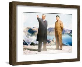 Painting of Kim Jong Il and Kim Il Sung, Pyongyang, Democratic People's Republic of Korea, N. Korea-Gavin Hellier-Framed Photographic Print