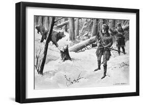 Painting of Lewis and Clark Attacked by Bears-Alfred Russell-Framed Giclee Print