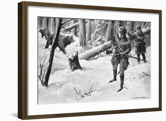 Painting of Lewis and Clark Attacked by Bears-Alfred Russell-Framed Giclee Print