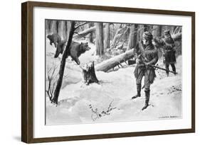 Painting of Lewis and Clark Attacked by Bears-Alfred Russell-Framed Giclee Print