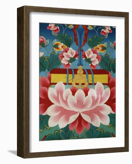 Painting of Lotus Flower, Sword of Knowledge and Sacred Text, Kopan Monastery, Kathmandu-Godong-Framed Photographic Print