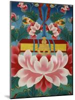 Painting of Lotus Flower, Sword of Knowledge and Sacred Text, Kopan Monastery, Kathmandu-Godong-Mounted Photographic Print