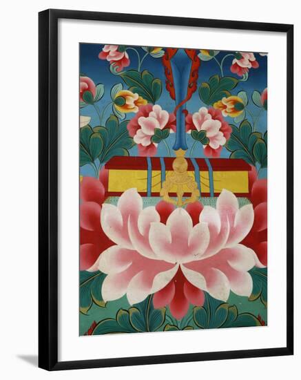 Painting of Lotus Flower, Sword of Knowledge and Sacred Text, Kopan Monastery, Kathmandu-Godong-Framed Photographic Print