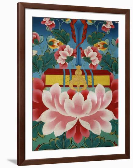 Painting of Lotus Flower, Sword of Knowledge and Sacred Text, Kopan Monastery, Kathmandu-Godong-Framed Photographic Print