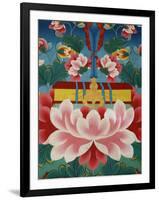 Painting of Lotus Flower, Sword of Knowledge and Sacred Text, Kopan Monastery, Kathmandu-Godong-Framed Photographic Print