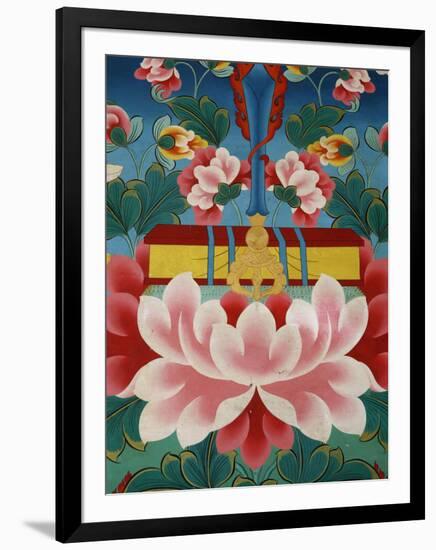 Painting of Lotus Flower, Sword of Knowledge and Sacred Text, Kopan Monastery, Kathmandu-Godong-Framed Photographic Print