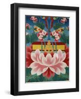 Painting of Lotus Flower, Sword of Knowledge and Sacred Text, Kopan Monastery, Kathmandu-Godong-Framed Photographic Print