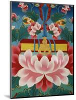Painting of Lotus Flower, Sword of Knowledge and Sacred Text, Kopan Monastery, Kathmandu-Godong-Mounted Photographic Print