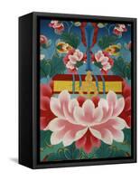 Painting of Lotus Flower, Sword of Knowledge and Sacred Text, Kopan Monastery, Kathmandu-Godong-Framed Stretched Canvas