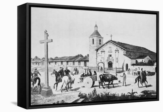 Painting of Mission Santa Clara De Asis in the Old Days-null-Framed Stretched Canvas