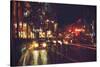 Painting of Night Street with Colorful Lights-Tithi Luadthong-Stretched Canvas