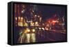 Painting of Night Street with Colorful Lights-Tithi Luadthong-Framed Stretched Canvas