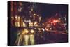 Painting of Night Street with Colorful Lights-Tithi Luadthong-Stretched Canvas