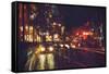 Painting of Night Street with Colorful Lights-Tithi Luadthong-Framed Stretched Canvas