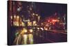 Painting of Night Street with Colorful Lights-Tithi Luadthong-Stretched Canvas