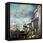 Painting of Old Custom House Quay, 18th Century-Samuel Scott-Framed Stretched Canvas