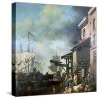 Painting of Old Custom House Quay, 18th Century-Samuel Scott-Stretched Canvas