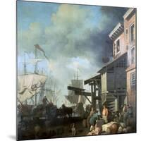 Painting of Old Custom House Quay, 18th Century-Samuel Scott-Mounted Giclee Print