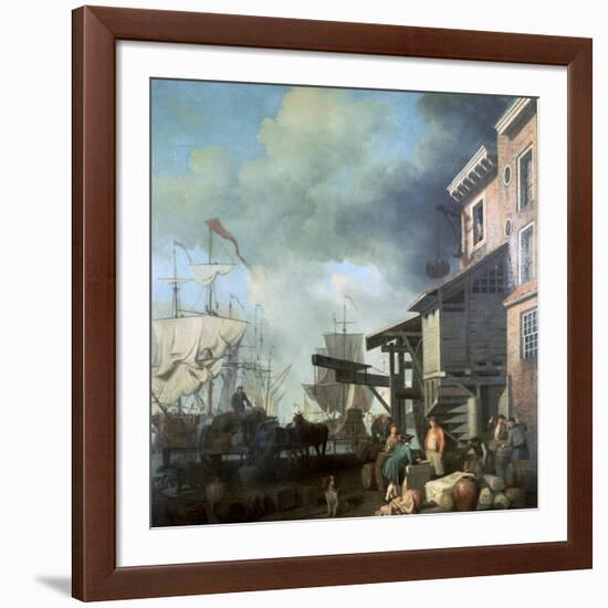 Painting of Old Custom House Quay, 18th Century-Samuel Scott-Framed Giclee Print