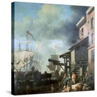 Painting of Old Custom House Quay, 18th Century-Samuel Scott-Stretched Canvas