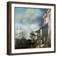 Painting of Old Custom House Quay, 18th Century-Samuel Scott-Framed Giclee Print
