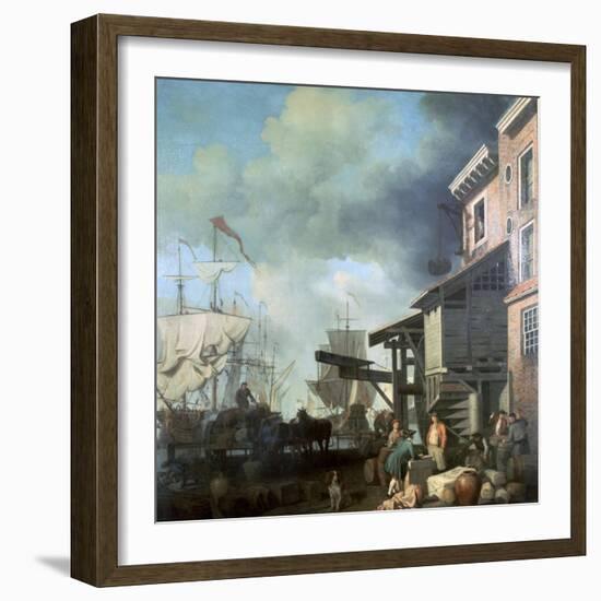 Painting of Old Custom House Quay, 18th Century-Samuel Scott-Framed Giclee Print