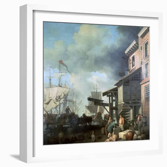 Painting of Old Custom House Quay, 18th Century-Samuel Scott-Framed Giclee Print