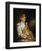 Painting of Prince Otto von Bismarck dressed in his uniform and wearing a Prussian helmet.-Vernon Lewis Gallery-Framed Art Print