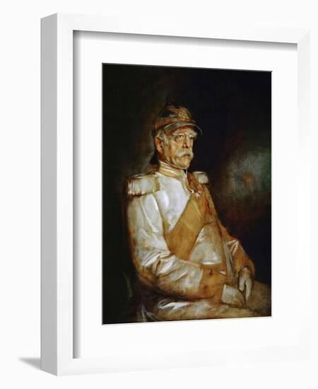 Painting of Prince Otto von Bismarck dressed in his uniform and wearing a Prussian helmet.-Vernon Lewis Gallery-Framed Art Print