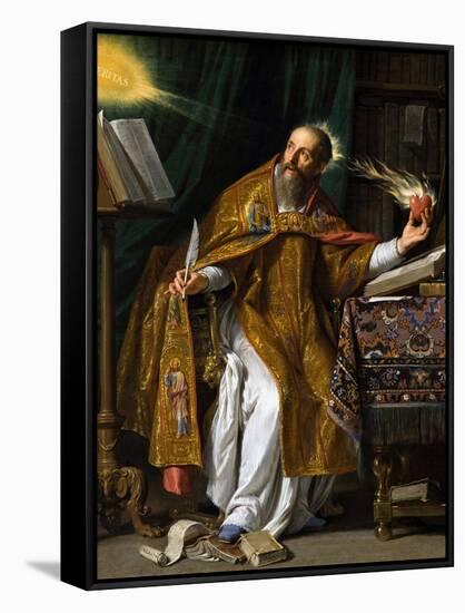 Painting of Saint Augustine of Hippo in his studio.-Vernon Lewis Gallery-Framed Stretched Canvas