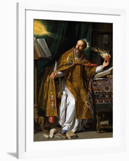 Painting of Saint Augustine of Hippo in his studio.-Vernon Lewis Gallery-Framed Art Print