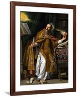 Painting of Saint Augustine of Hippo in his studio.-Vernon Lewis Gallery-Framed Art Print