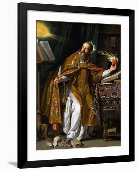 Painting of Saint Augustine of Hippo in his studio.-Vernon Lewis Gallery-Framed Art Print